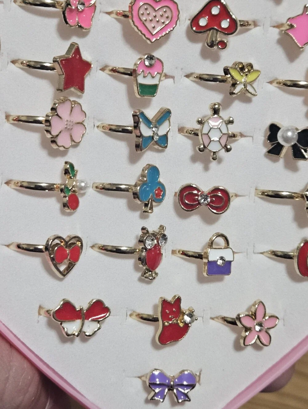 Kids Ring Set 36 Piece Heart Flower Butterfly